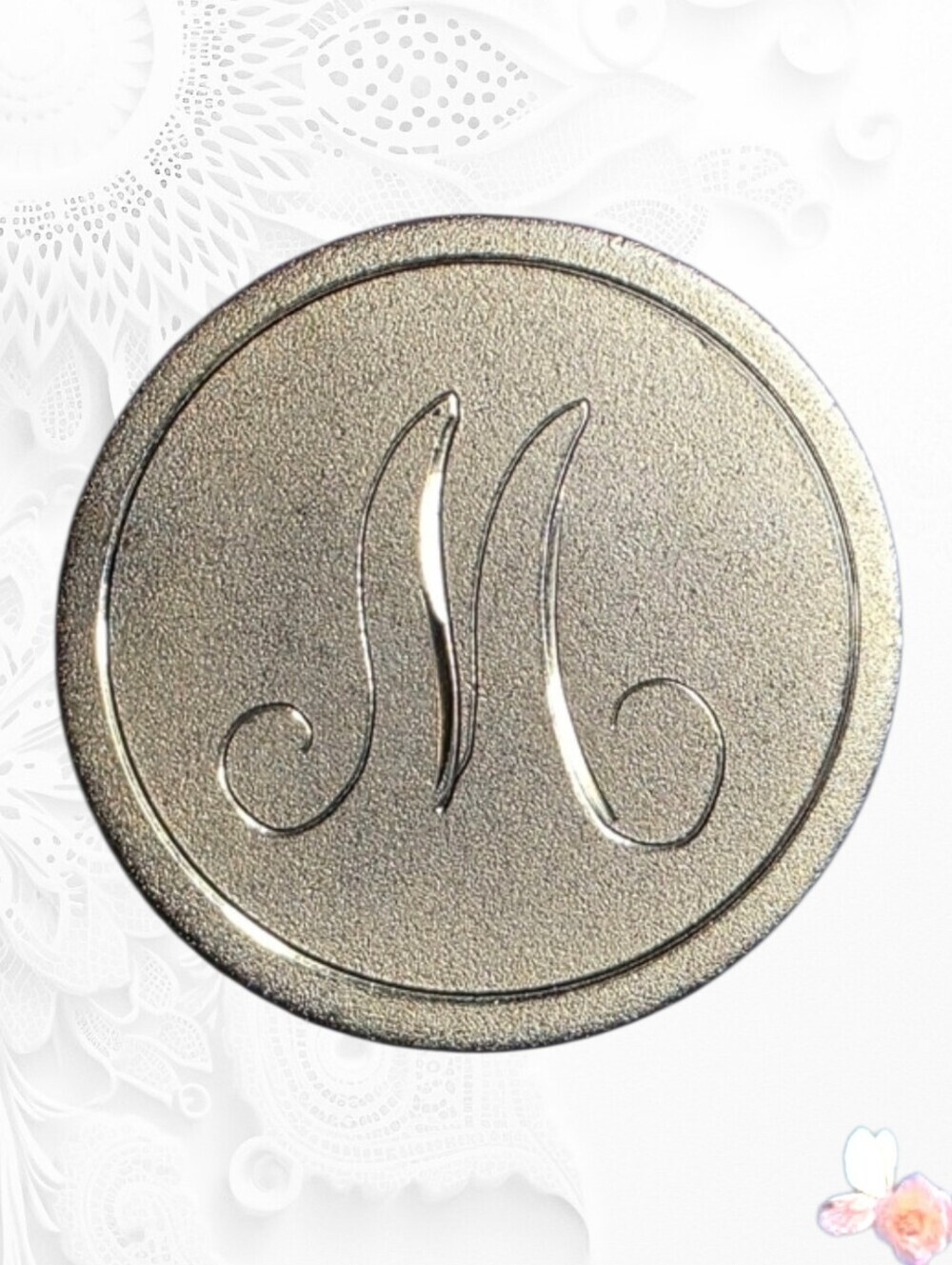 "M" Monogrammed Gold Tone Brooch 650